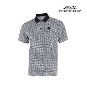 [PWX]Q222-3323-1WT 남성 메쉬 프린트 카라티셔츠