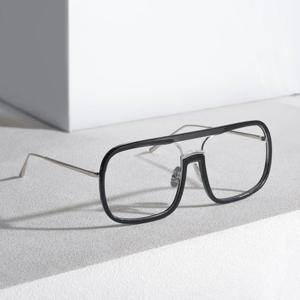 [루킹포유]네오레트로 39501R 오버핏 투브릿지 뿔테안경 C1 블랙