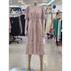 SOUP 여성 브이넥  허리 셔링 플라워 프린트 원피스 OB5OPTL