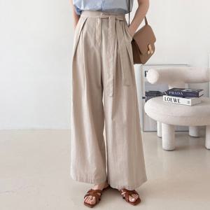 샵앤) 여성 스타일리쉬 사선리본 꼬임핀턱 시원한 와이드핏 여름 팬츠N NYS-WPT-4473-베이지