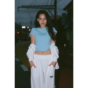 [보드라이더스]록시 여성 블루 크롭 반팔 티셔츠(RE21ST211)_CA