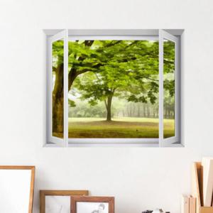 아트박스/꾸밈 it009-힐링을위한초록나무숲_창문그림액자(중형)