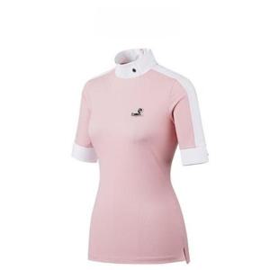 엘르골프 세이브존01 여성 세로조직감 패턴 목크넥 7부 티셔츠 6I45406 401