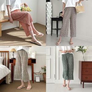 샵앤) 여성 허리밴딩 꽃무늬 냉감 주름 8부 팬츠 WON-WPT-WFHKF4E