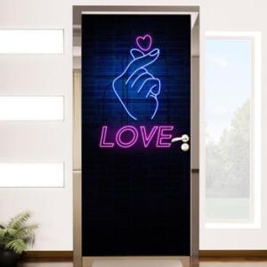 아트박스/꾸밈 dc493-네온이미지손하트_현관문시트지