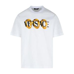 Versace 로고 프린트 크루넥 티셔츠 10133021A13401 2W580 TP934967440