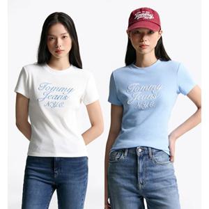 [타미진] T32F6TTO14TWT1 여성 슬림 와플 자수 반팔 티셔츠