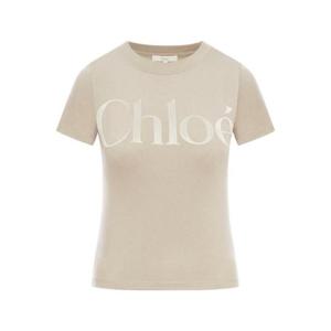 Chloe 벨벳 로고 크루넥 티셔츠 CH24WJH03184 069 TP942901941