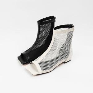[신난다슈]여성 앵클 부츠 2cm 여자 숏 플랫 앵글 부츠 샌들 망사 그물 발편한 BL257740