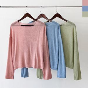 샵앤) 국산 여성 여름 시스루 긴팔 니트 티셔츠 WDM-WKN-2LCBB1023