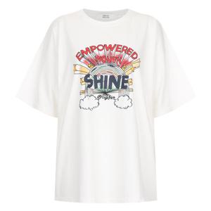 샵앤) 국산 여성 라운드넥 우먼샤이니 면 반팔 티셔츠 MER-WSH-20714-아이보리