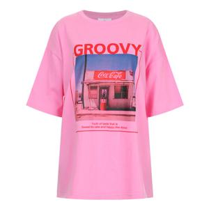 샵앤) 국산 여성 라운드넥 그루비 나염 반팔 티셔츠 MER-WSH-20716-핑크