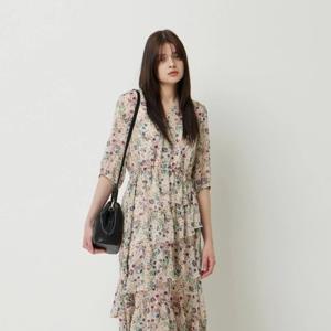 [시슬리]칼로 플라워 프린트 프릴 롱 원피스  (SAOP34531)