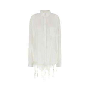 발렌시아가 여성 화이트 오버사이즈 라이오셀 긴팔 셔츠 831656TRO37 9000