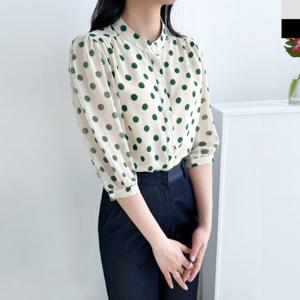 샵앤) 여성 시스루 도트 7부 블라우스 WDM-WBL-KSS8535