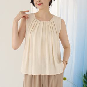 [웬디즈갤러리]린넨 셔링 나시 티셔츠 /여성 여름 데일리 외출 RTS146