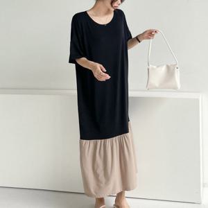 나야홍 / 빅사이즈 507 에프터유넥반팔롱원피스 DGLU371