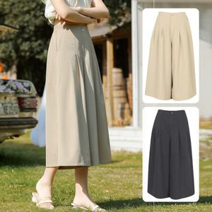 여름 쿨링 심플 투턱라인 밴딩 여성 8부 치마바지 KPMLSL20