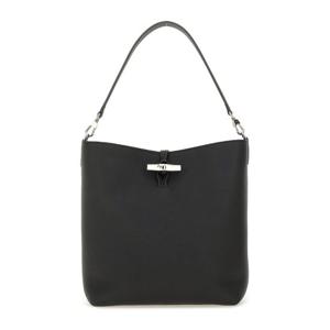 롱샴 블랙 가죽 렉탱귤러 숄더 백 10315 HFP001
