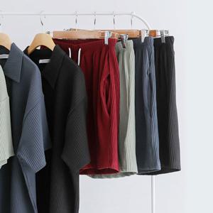 남여공용 여름 골지 플리츠 숏 반바지 5C-PTH-Q053-차콜