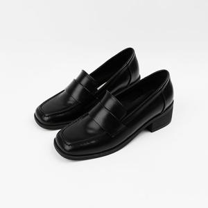 [신난다슈]여성 구두 펌프스 힐 4cm 여자 페니 로퍼 힐 단화 발편한 통굽 CA252418 블랙