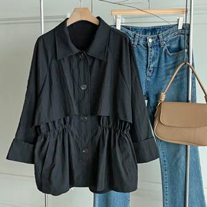 샵앤) 여성 카라넥 허리조절 간절기 하프 루즈핏 점퍼 DGB-WJP-4774-블랙