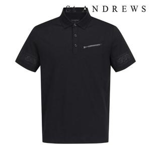 [세인트앤드류스]남성 페이즐리 커프스 PK 반팔 티셔츠 (811E2TO203BK)