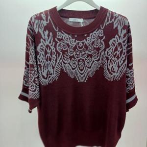 Destijl HC06 팔뚝품편한 레이스 물결 깔끔한 라운드 5부반팔 니트티 D2531sw04W