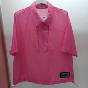 Latium HC06 국내생산 얇고 가벼운 밑단스트링 와펜 남방형 반팔 카라 셔츠블라우스 T2531bl04P