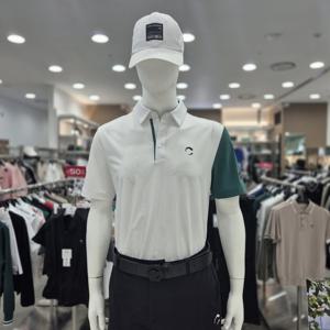 [챌린저]남성 나일론 폴리 소매 배색 카라 반팔 티셔츠 화이트_C