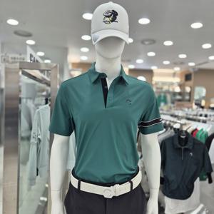 [챌린저]남성 폴리 소매 프린트 포인트 카라 반팔 티셔츠 그린_C