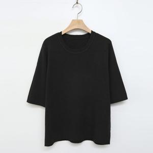 샵앤) 여성 라운드 심플 무지 기본 반팔 니트티 DGB-WKN-4728-블랙