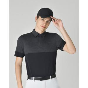 헤지스 골프 25FW 블랙 남성 컬러배색 반팔 카라 티셔츠 HUTS5C612BK
