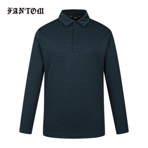 [팬텀] 남성 로고 패턴 자가드 카라 긴팔티셔츠 211E3TO107_TQ