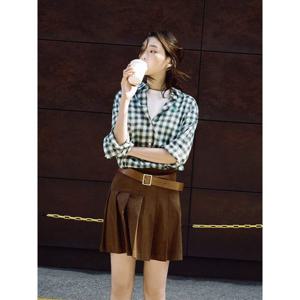 [빈폴레이디스] 옴브레 체크 세미오버핏 셔츠 그린 (BF5864C04M)