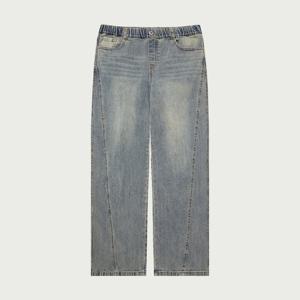 행텐틴즈 여아 풀밴딩 커팅 라인 와이드 데님팬츠_254(14530-155-606-10)