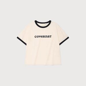 M 커버낫반팔티 CQK CO2502ST73-IV 우먼 크롭 쿠퍼로고 링거 티셔츠 Ivory