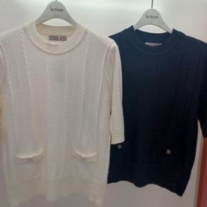 Latium HC06 신축성 좋고 깔끔한 세로꽈배기 5부반팔 라운드 니트티 T2531sw05