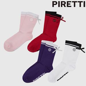 [피레티골프] TWU25S01 여성 리본장식 컬러 파일 양말