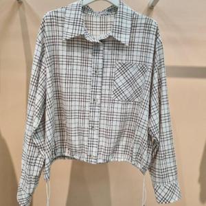 라티움 HC34 구김없는소재 밑단스트링 루즈핏 체크트리 숏셔츠 T2533bl06