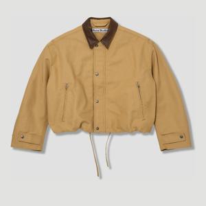 아크네스튜디오 더블 코튼 새틴 가죽 칼라 봄버 재킷 B90857 AE