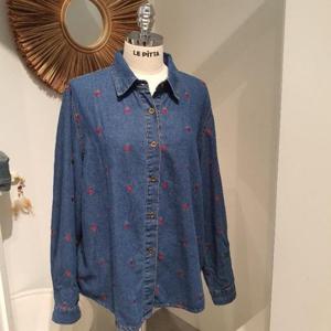 르피타 HC06 딸기 자수 청셔츠(다크 블루) L253BSH953