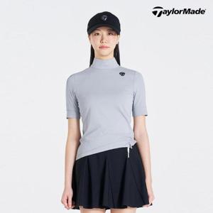 테일러메이드 여성 셔링 하이넥 5부소매 티셔츠