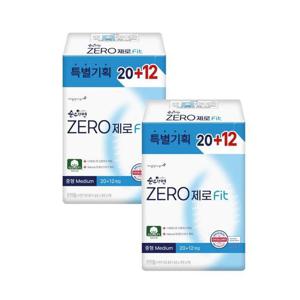 깨끗한나라 순수한면 제로 중형 32개 x 2팩 생리대