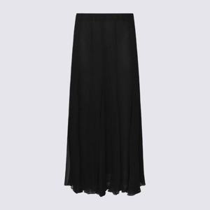 끌로에 블랙 플레어 하이웨이스트 미디 스커트 CH25WJU20001 00