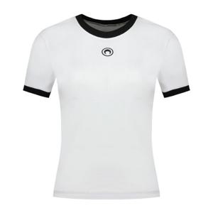 마린세르 문 로고 베이비 핏 코튼 티셔츠 UTT010ACJER0008 WH11