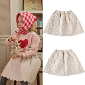 [블루독8-키즈] 베이지 코듀로이퀼티드스커트 여아 겨울 패딩치마 세돌선물 초등학생 25C1543050