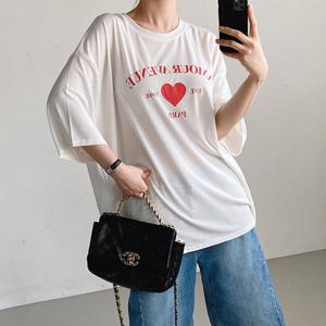 나야홍 / 빅사이즈 507 에비뉴하트반팔티셔츠 DRAU930