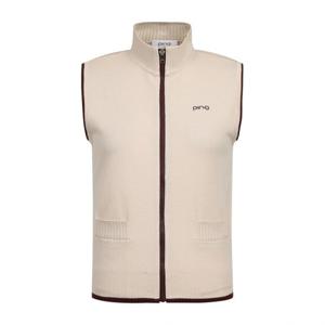 [핑골프]양말증정 여성 라인 배색 집업 니트 베스트 (121E3SV281)