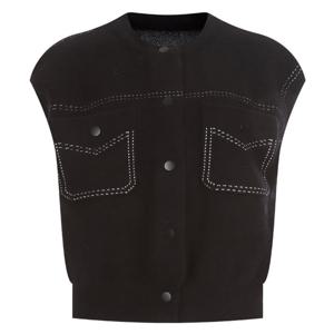 샵앤) FW 여성 라운드넥 스냅 단추 스티치 니트조끼 JVL-WVS-20105-블랙